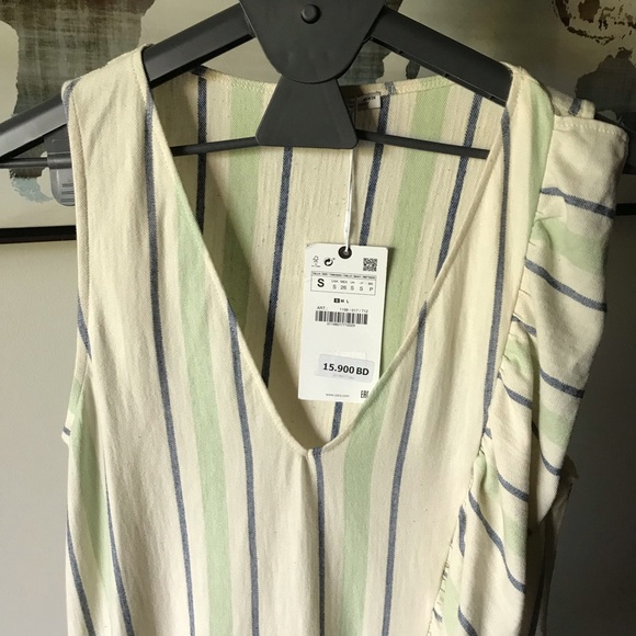 ZARA Rustic Dress with Ruffle Trim. Midi Dress - Picture 3 of 6